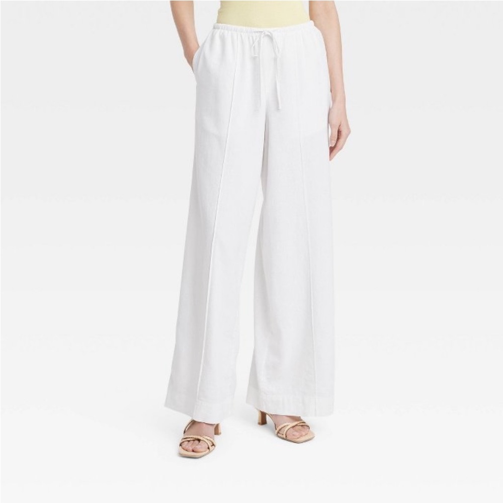 a new day Women's White Wide Leg Drawstring Pants